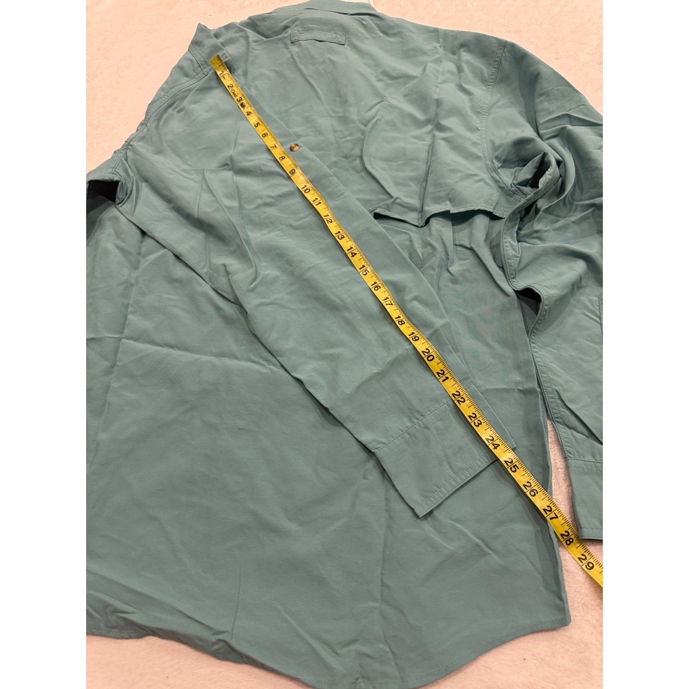 LL Bean Mens Technofine Fishing Shirt Teal Green Long Sleeve Ventilated Medium - Picture 9 of 9